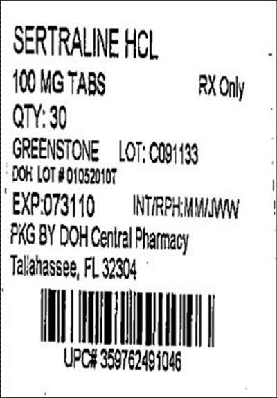 Label Image For 100mg Tablets (Sertraline 100mg(greenstone))
